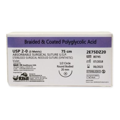 Braided and Coated Polyglycolic Acid Suture