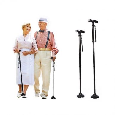 elderly couple with walking stick